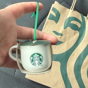 2025 Starbucks Holiday Mini White Coffee Mug Ceramic Ornament